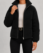 Women's Corduroy Puffer Jacket with Funnel Neck