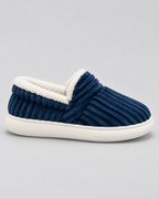 Women's Fleece-Lined Ribbed Slippers - Closed Toe Thick Sole