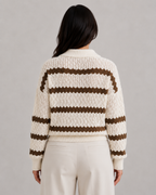 Women's V-Neck Collared Knit Sweater Relaxed Soft Fit