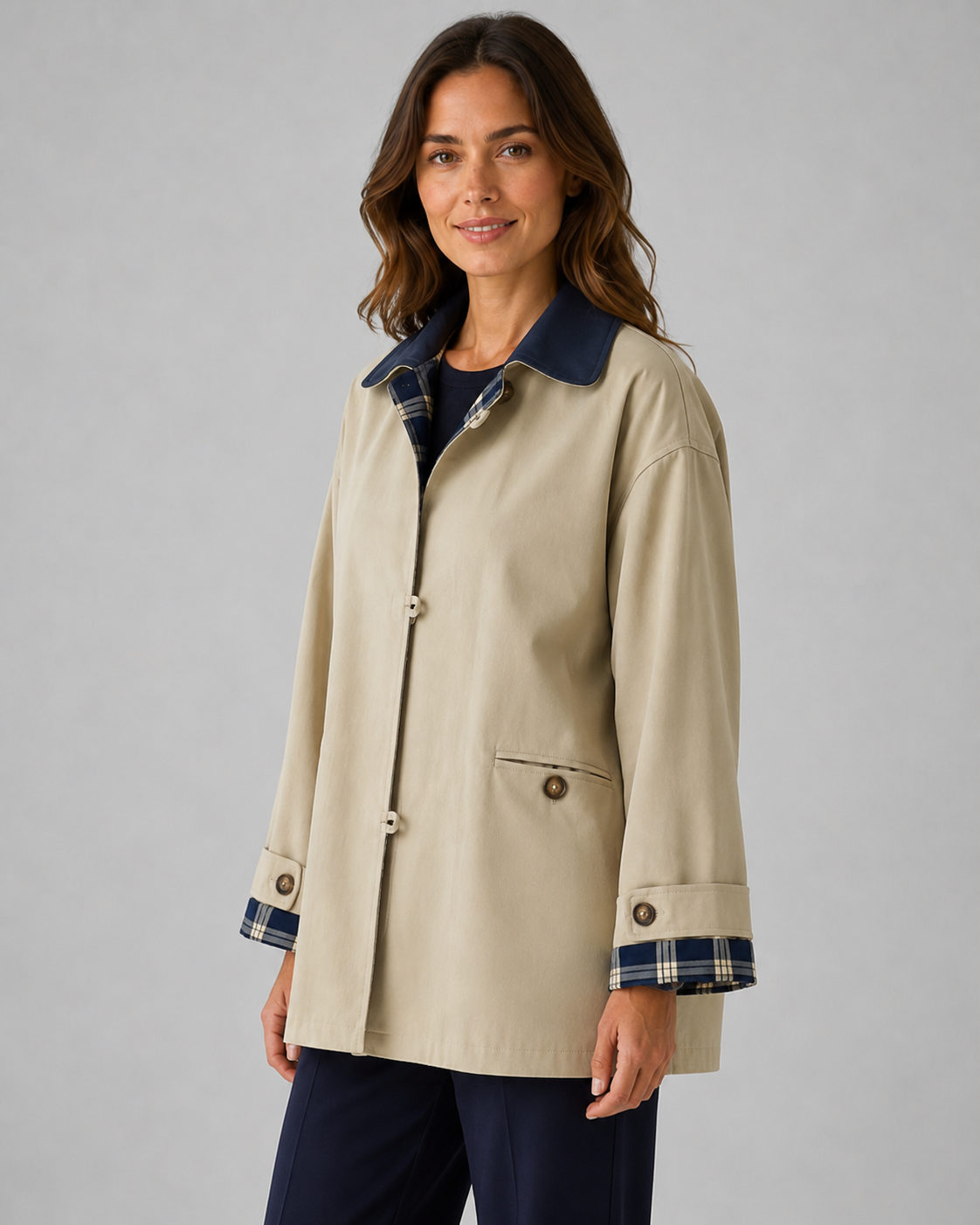 Women's Barn Jacket - Contrast Collar Relaxed Fit