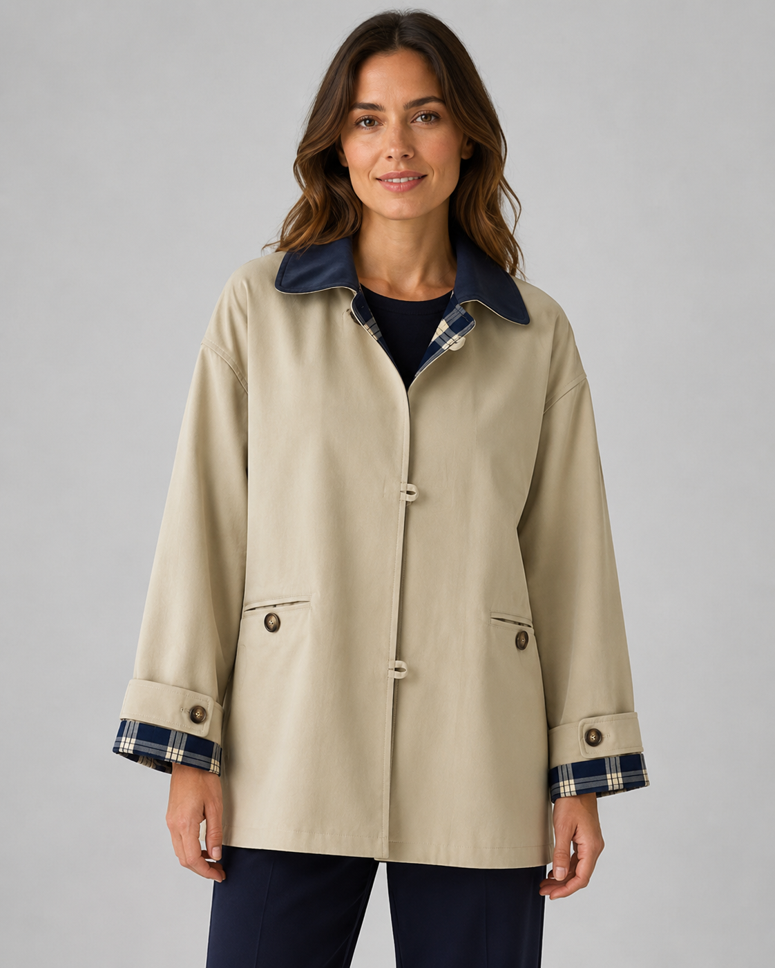 Women's Barn Jacket - Contrast Collar Relaxed Fit