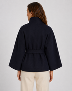 Women's Belted Funnel Neck Cape - Wide Sleeve