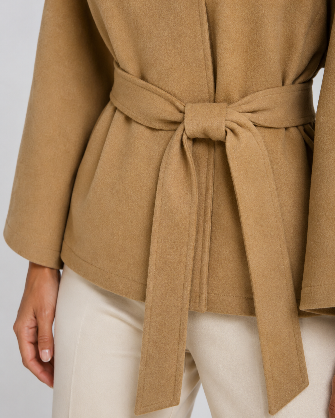 Women's Belted Funnel Neck Cape - Wide Sleeve