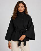 Women's Belted Funnel Neck Cape - Wide Sleeve