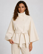 Women's Belted Funnel Neck Cape - Wide Sleeve