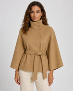 Women's Belted Funnel Neck Cape - Wide Sleeve