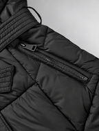Women's Belted Puffer Coat - Fur-Look Trim Hood