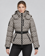 Women's Belted Puffer Jacket – Hooded High Collar Fitted Waist