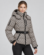 Women's Belted Puffer Jacket – Hooded High Collar Fitted Waist