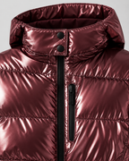 Women's Belted Puffer Jacket – Hooded High Collar Fitted Waist