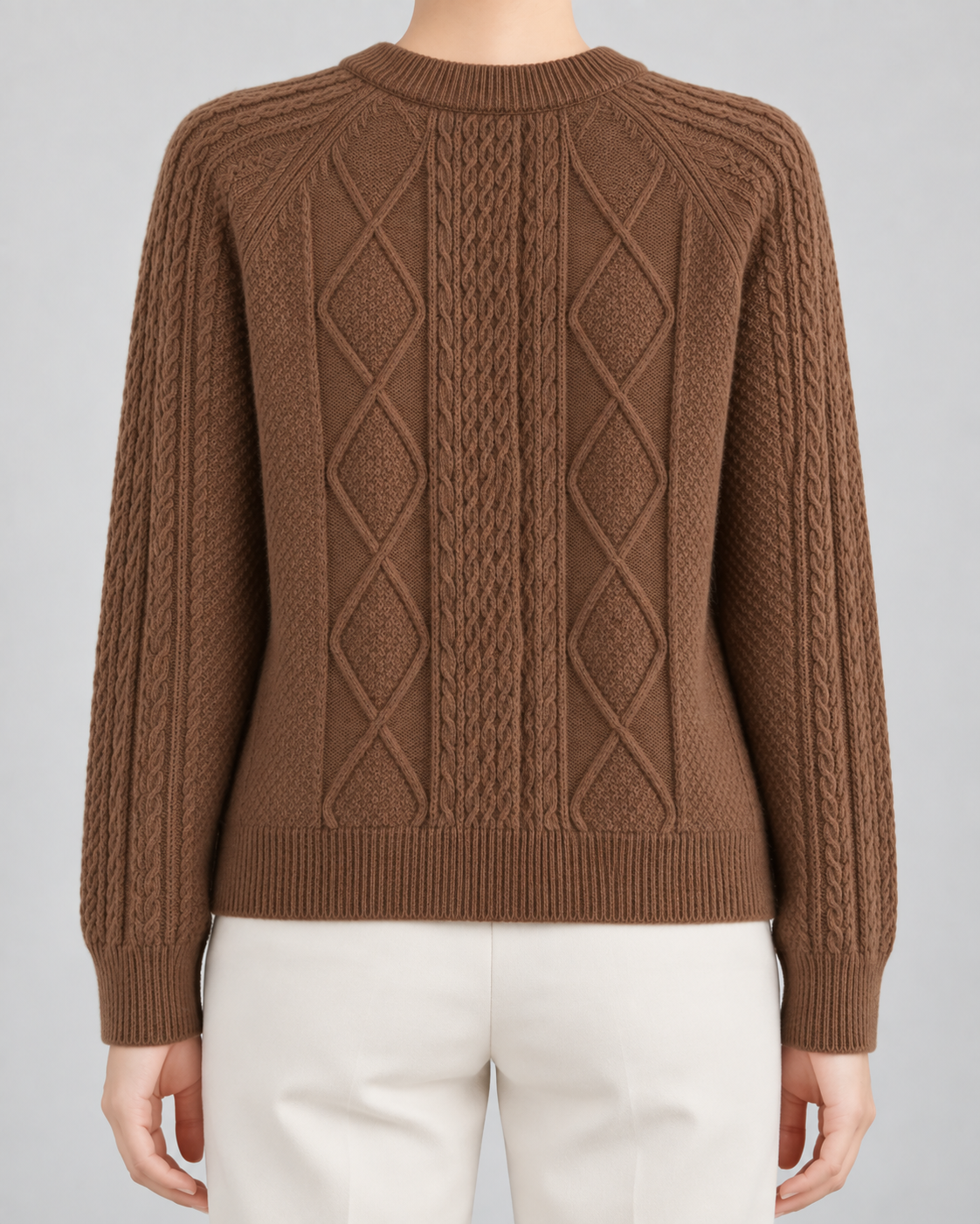 Women's Cable Knit Cardigan - Button-Front Crew Neck