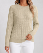 Women's Cable Knit Crew Neck Sweater