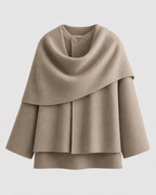 Women's Cape Collar Scarf Coat - Draped Boxy Fit