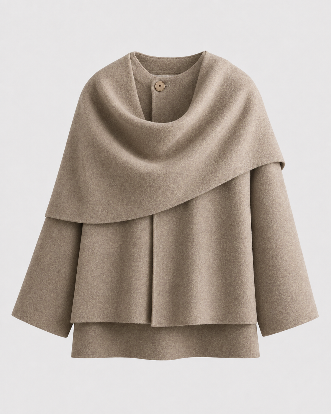 Women's Cape Collar Scarf Coat - Draped Boxy Fit