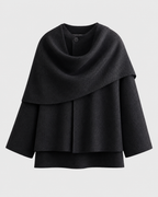 Women's Cape Collar Scarf Coat - Draped Boxy Fit