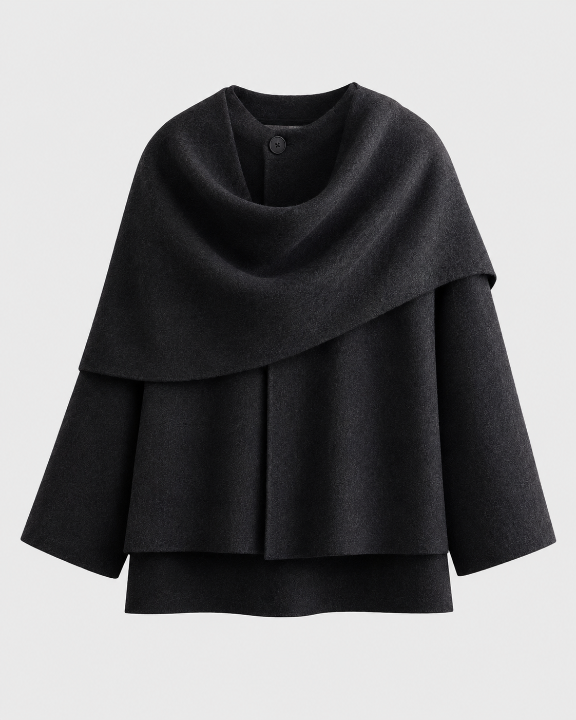 Women's Cape Collar Scarf Coat - Draped Boxy Fit