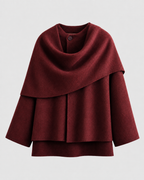 Women's Cape Collar Scarf Coat - Draped Boxy Fit