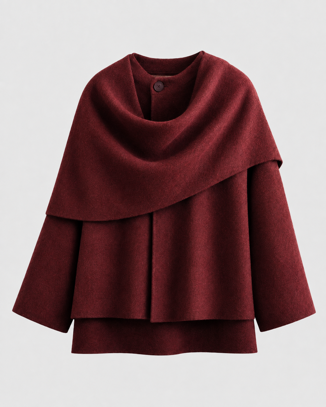 Women's Cape Collar Scarf Coat - Draped Boxy Fit