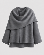 Women's Cape Collar Scarf Coat - Draped Boxy Fit