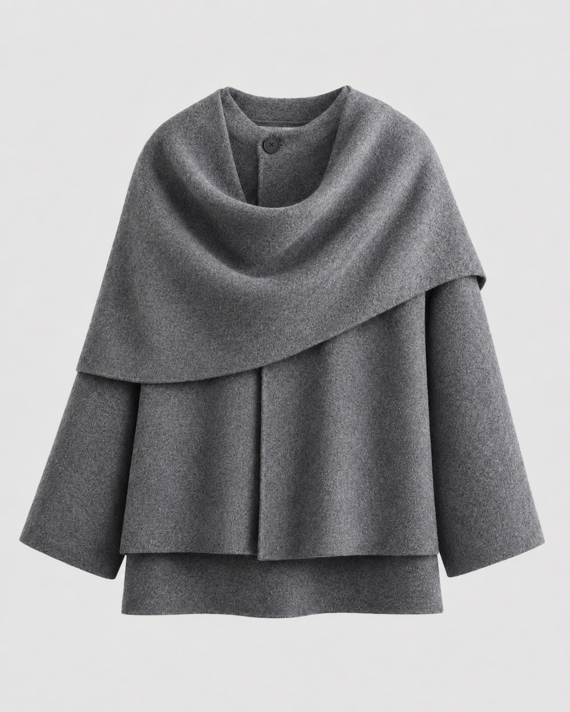 Women's Cape Collar Scarf Coat - Draped Boxy Fit
