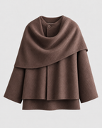 Women's Cape Collar Scarf Coat - Draped Boxy Fit