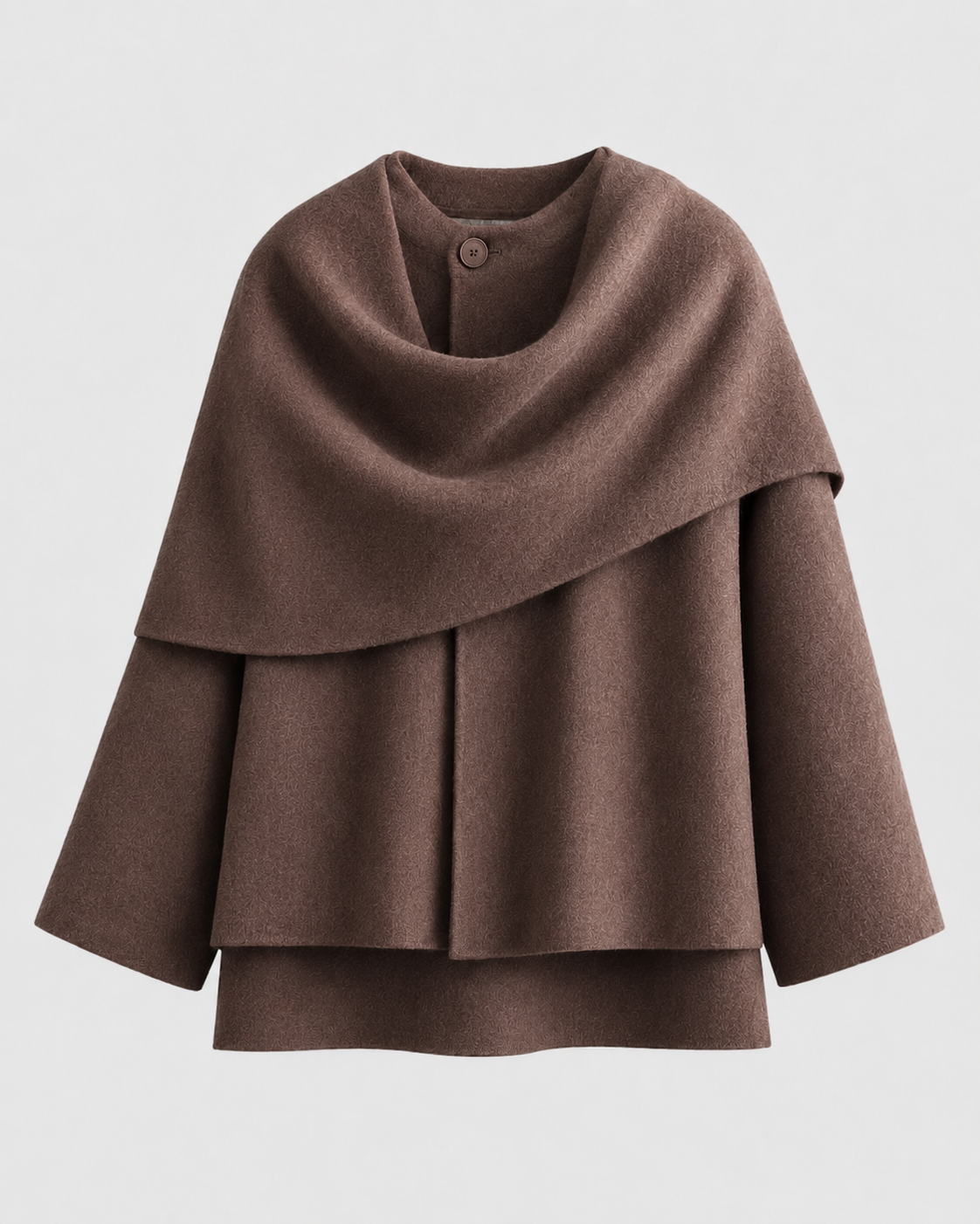 Women's Cape Collar Scarf Coat - Draped Boxy Fit