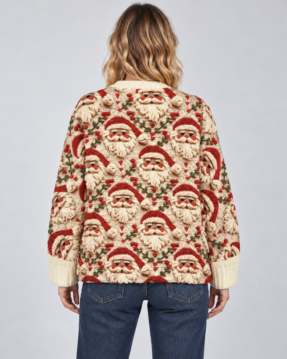 Women's Christmas Cardigan - Santa Button Front Knit