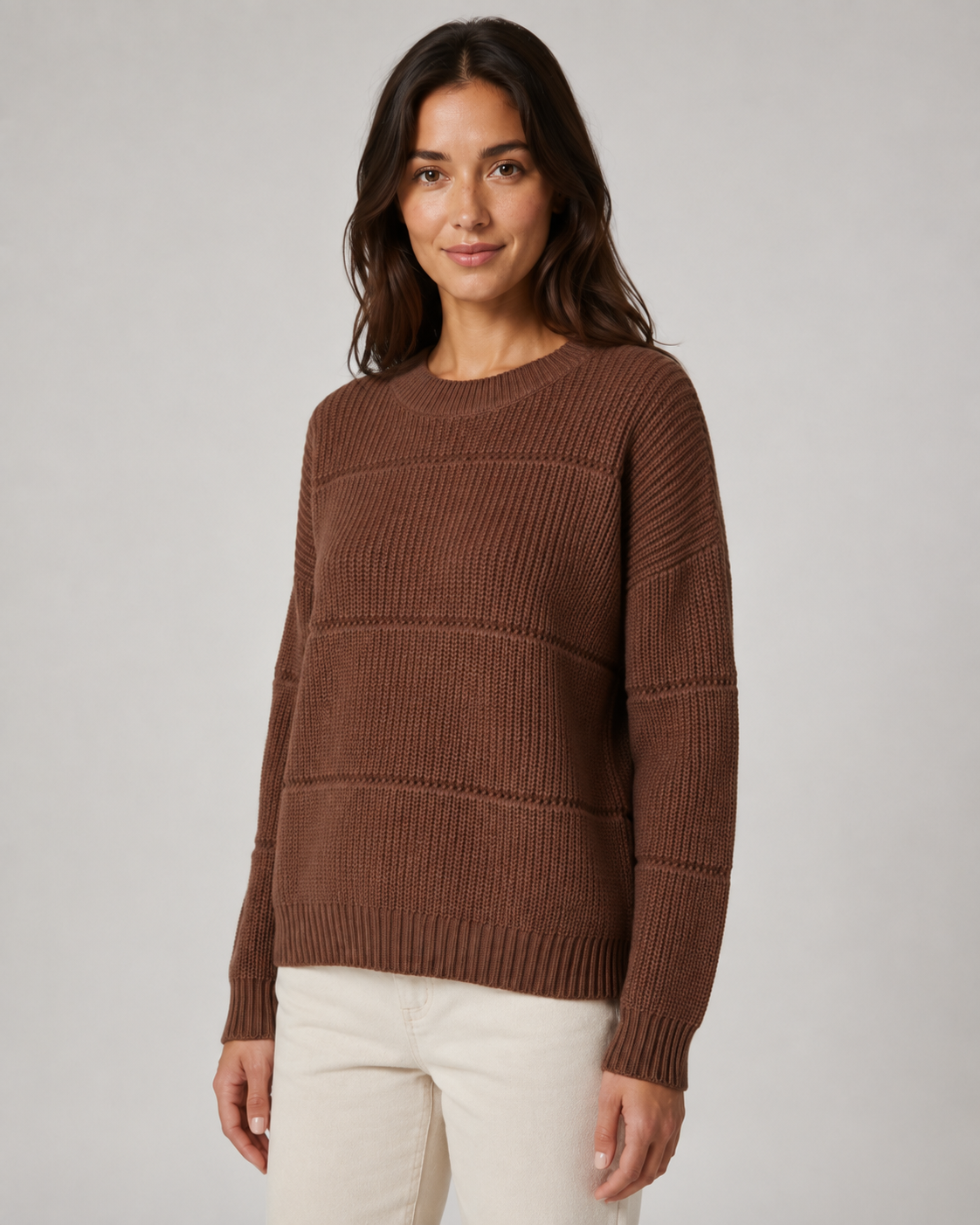 Women's Chunky Knit Crewneck Sweater - Relaxed Fit