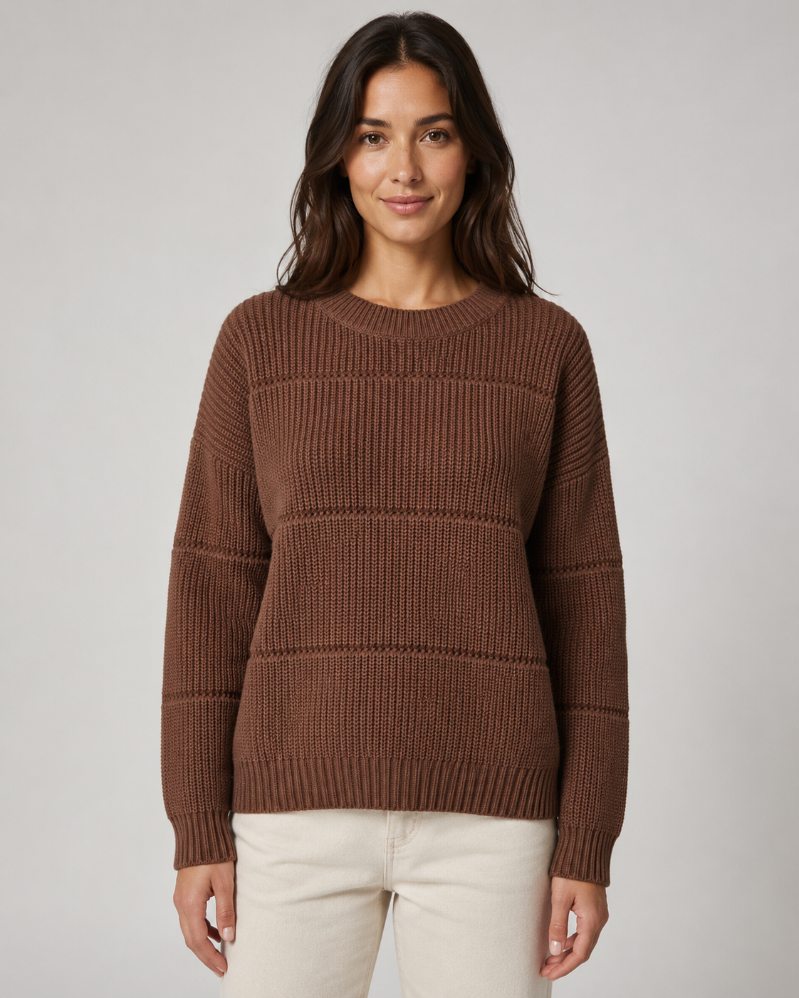 Women's Chunky Knit Crewneck Sweater - Relaxed Fit
