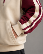 Women's Color Block Zip Up Hoodie - Striped Sleeve Oversized Fit