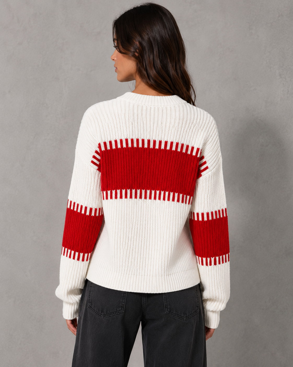 Women's Colorblock Knit Sweater - Crew Neck Long Sleeve Relaxed Fit