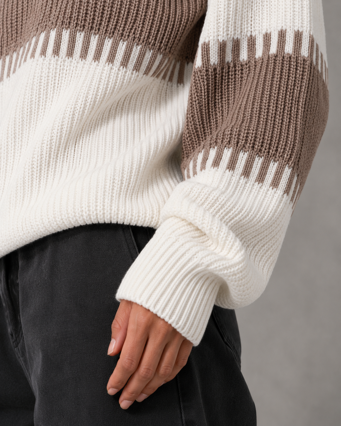 Women's Colorblock Knit Sweater - Crew Neck Long Sleeve Relaxed Fit