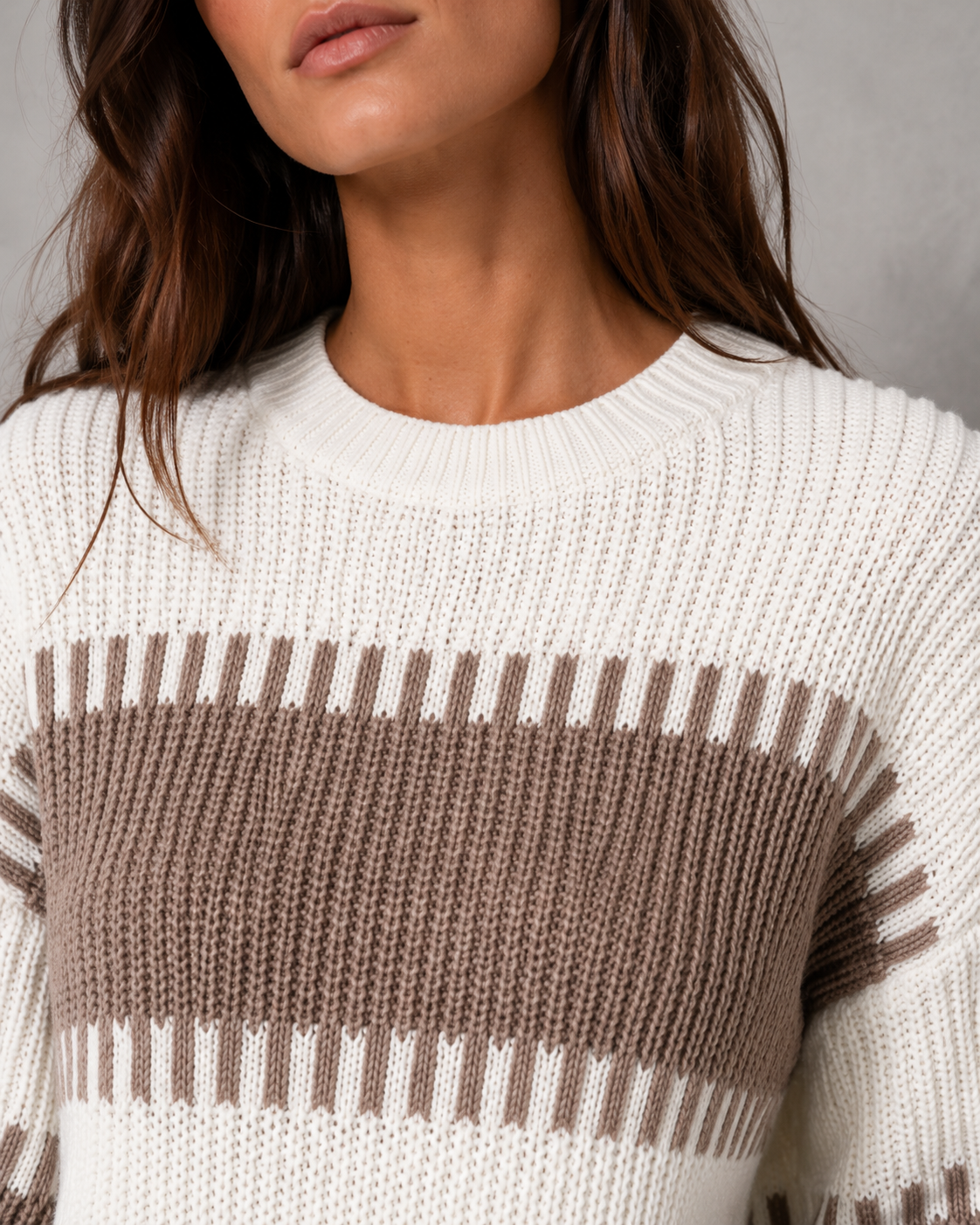 Women's Colorblock Knit Sweater - Crew Neck Long Sleeve Relaxed Fit