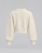 Women's Cropped Balloon Sleeve Cable Knit Cardigan