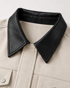 Women's Cropped Suede Barn Jacket Contrast Collar