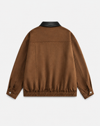 Women's Cropped Suede Barn Jacket Contrast Collar