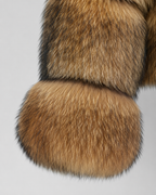 Women's Cropped Brown Fur Jacket - Oversized Collar
