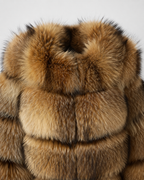 Women's Cropped Brown Fur Jacket - Oversized Collar