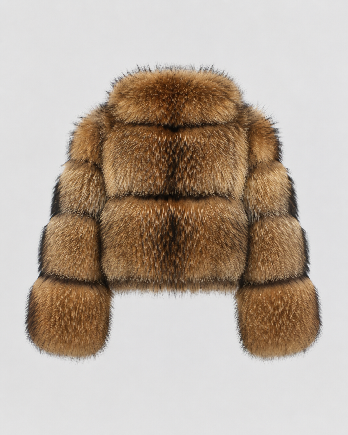 Women's Cropped Brown Fur Jacket - Oversized Collar