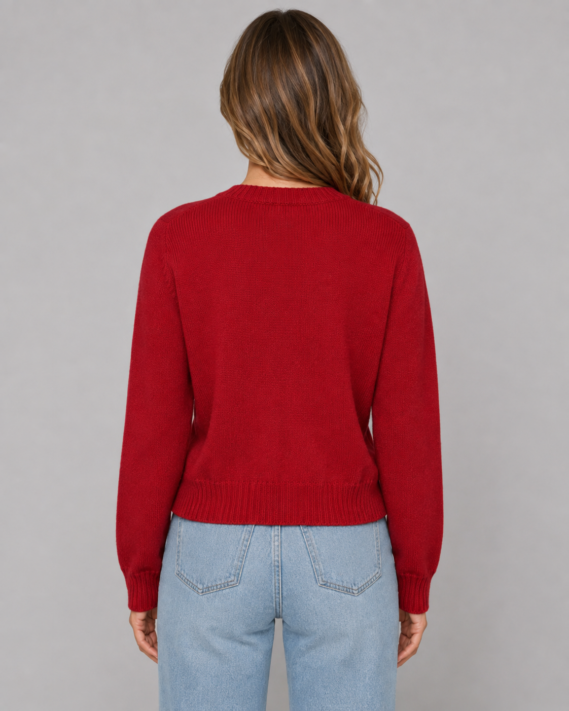 Women's Cropped Button Cardigan - Crew Neck Relaxed Fit