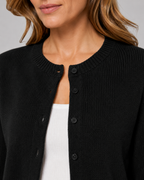 Women's Cropped Button Cardigan - Crew Neck Relaxed Fit