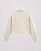 Women's Cropped Suede Jacket with Snap Flap Pockets
