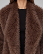 Women's Deep Brown Faux Fur Jacket - Cropped Fit