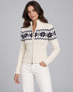 Women's Fair Isle Cardigan - Snowflake Funnel Neck