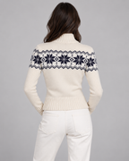 Women's Fair Isle Cardigan - Snowflake Funnel Neck