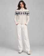 Women's Fair Isle Cardigan - Snowflake Funnel Neck