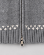 Women's Fair Isle Cardigan - Snowflake Ribbed Collar