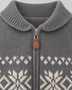 Women's Fair Isle Cardigan - Snowflake Ribbed Collar
