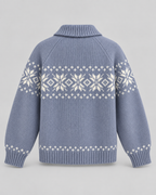 Women's Fair Isle Cardigan - Snowflake Ribbed Collar