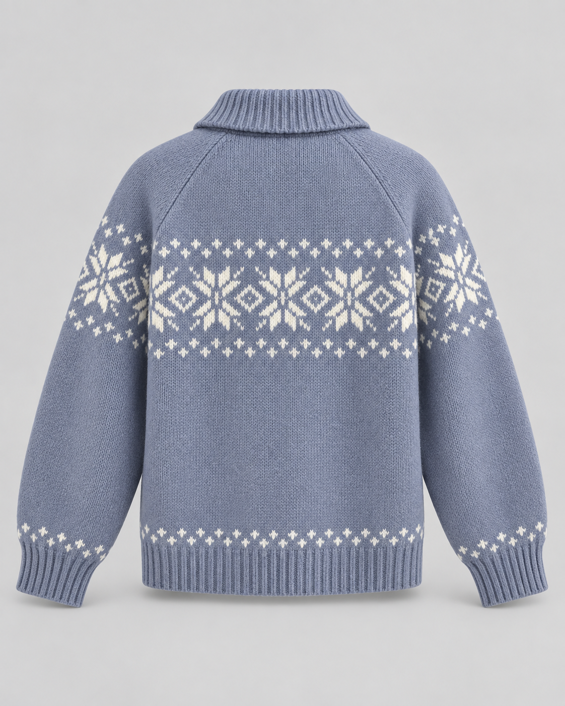 Women's Fair Isle Cardigan - Snowflake Ribbed Collar